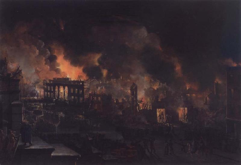 Nicolino V. Calyo Great Fire of New York as Seen From the Bank of America Sweden oil painting art